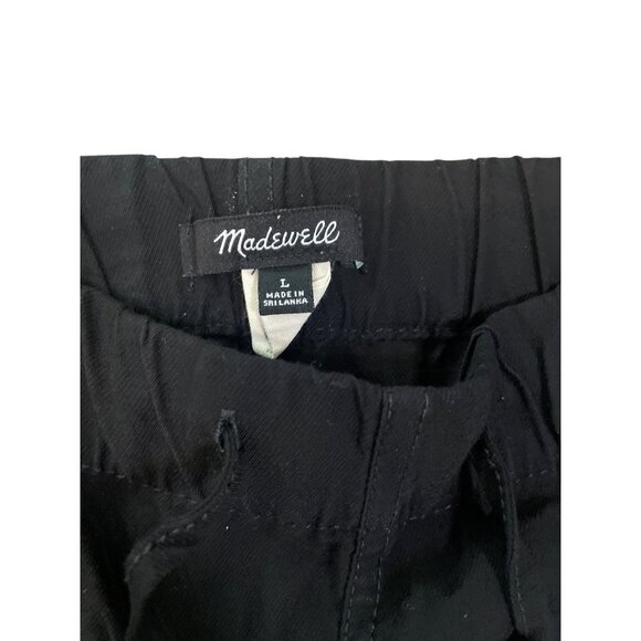 Womens Black Drawstring Elastic Waist Cotton Joggers Size L Comfort Stretch Rela - Picture 4 of 8